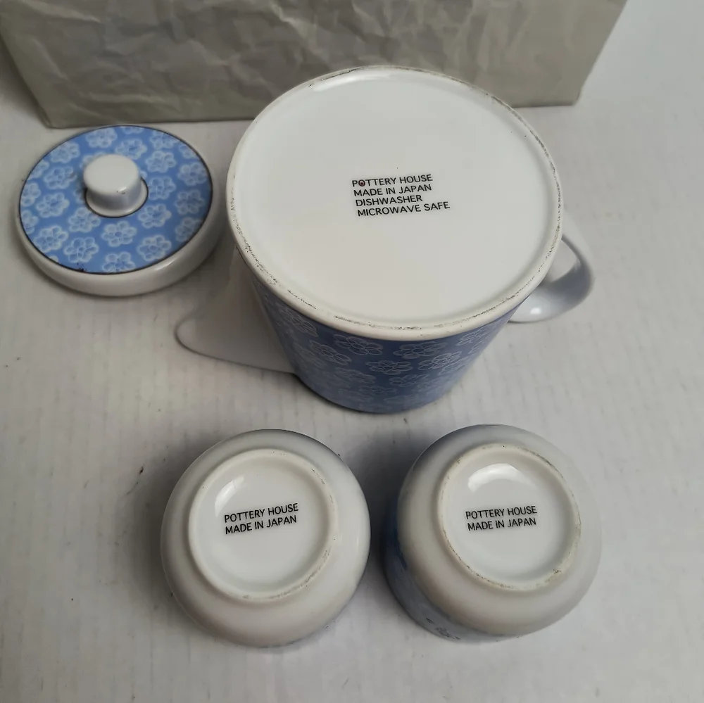 Pottery House Japanese Teapot Blue Floral Porcelain Tea Lover Made In Japan